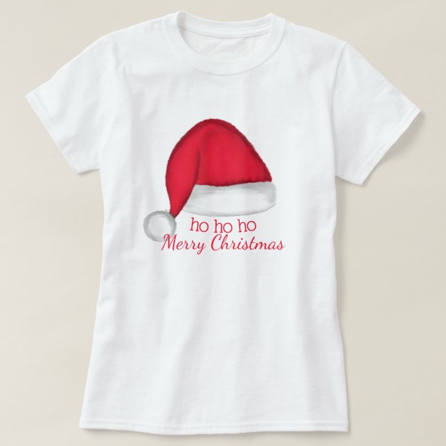 Camiseta de Chapéu do Papai Noel (Frente do Design)