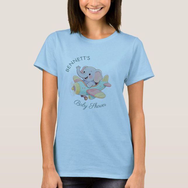Camiseta de Chuvinha de Bebê Elefante de Avião (Frente)