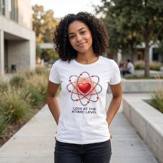 Camiseta de Ciência "Amor no Nível Atômico"