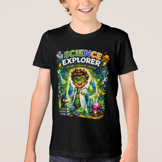 Camiseta de Ciência para Crianças | Explorador de  (Frente)