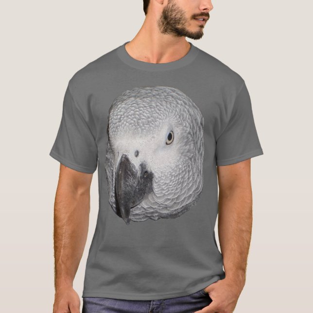 Camiseta de Cinza africana Parrot (Frente)