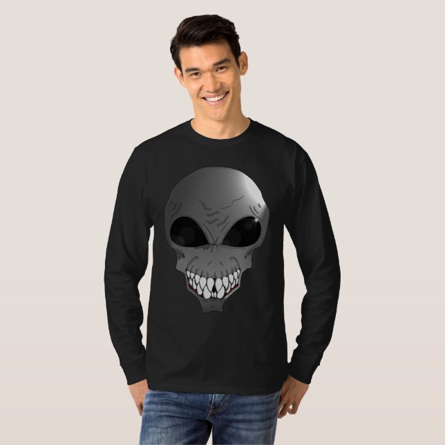 Camiseta de cinza de folhas compridas básicas masc (Frente Completa)