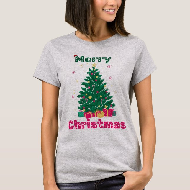 Camiseta de Cinza Natal feliz para Mulheres (Frente)