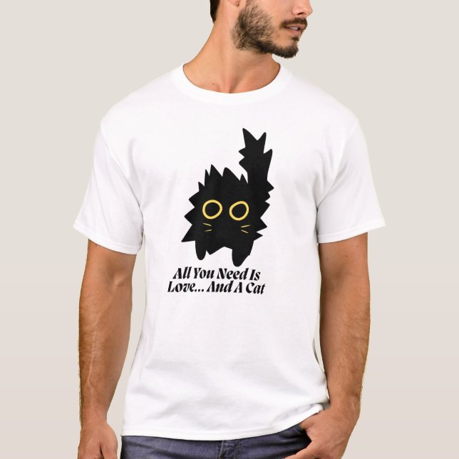 Camiseta de Citação de Amante de Gatos Fofos – Amo (Frente)