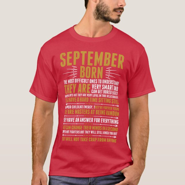 Camiseta de Citações de Nascidos em Setembro engra (Frente)
