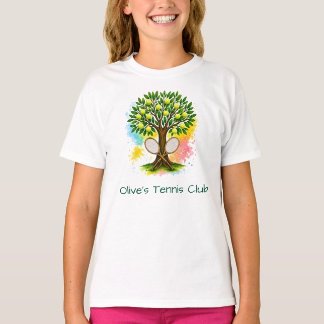 Camiseta de clube de tênis personalizada com árvor (Frente)