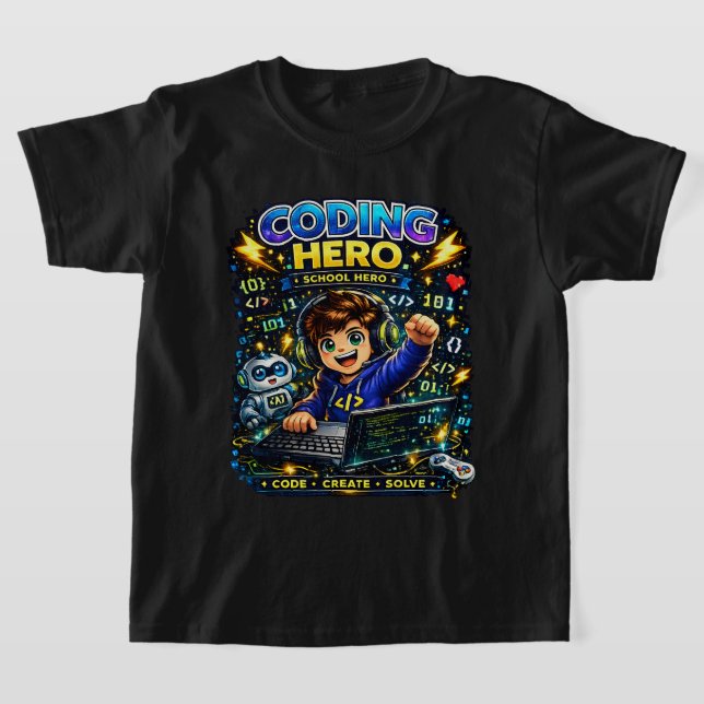 Camiseta de Codificação para Crianças | Herói STEM (Postura )