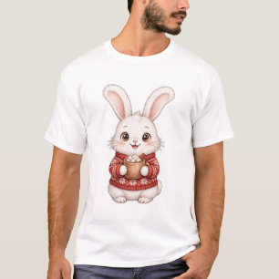 Camiseta de Coelhinho Fofo Suéter de Natal Vermelh