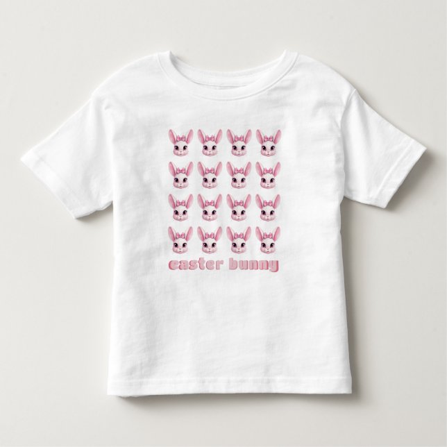 Camiseta de coelho de Páscoa rosa fofa para menina (Frente)