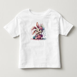 Camiseta de coelho de tricô em aquarela fofa