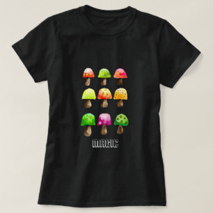 Camiseta de cogumelos coloridos fofos