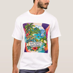 Camiseta de colagem caribenha contemporânea do Hai