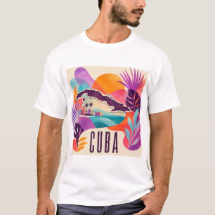 Camiseta de Colagem Contemporânea de Cuba
