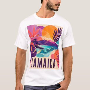 Camiseta de Colagem Contemporânea do Caribe Haiti
