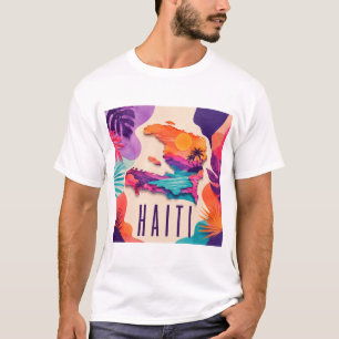 Camiseta de Colagem Contemporânea do Caribe Haiti