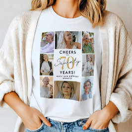 Camiseta de Colagem de Fotos de Aniversário de 70 
