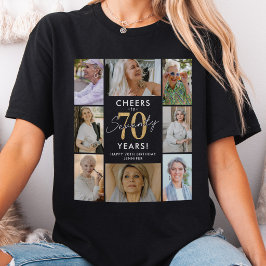 Camiseta de Colagem de Fotos de Aniversário de 70 