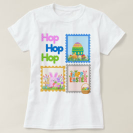 Camiseta de Colagem Fofo de Páscoa Hop Hop Hop