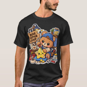Camiseta de Colagem Vintage de Urso Teddy Fofo