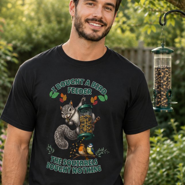 Camiseta de Comedouro de Pássaros Esquilo Engraçad (Criador carregado)