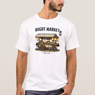 Camiseta de Comida de Rua da Rua do Mercado Noturn