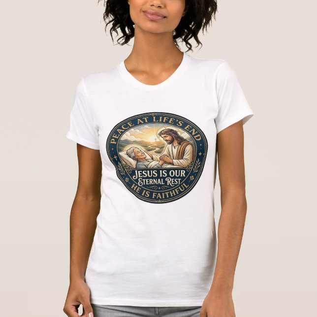 Camiseta de conforto cristã Jesus Hospice Fim da V (Frente)