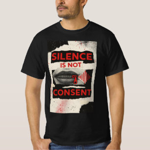Camiseta de Conscientização Silêncio Não é Consent