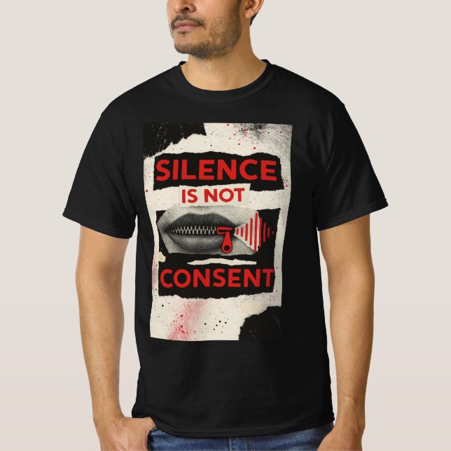 Camiseta de Conscientização Silêncio Não é Consent (Frente)