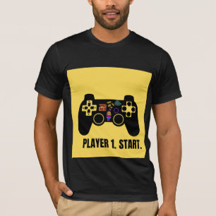 Camiseta de Controle de Jogo Retro Player 1 Start