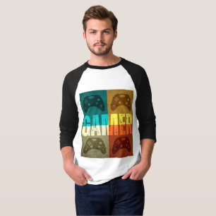 Camiseta de controle de videogame retrô para jogad