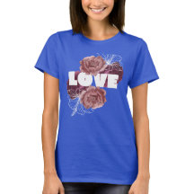 Camiseta de cor real profunda das mulheres de flor