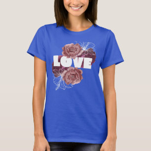 Camiseta de cor real profunda das mulheres de flor