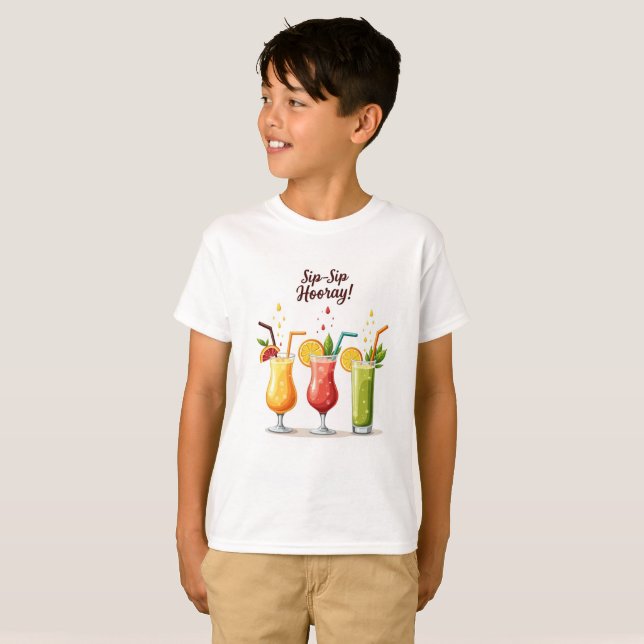 Camiseta de Coração de Verão da Bebida 'Sip Sip Ho (Frente Completa)