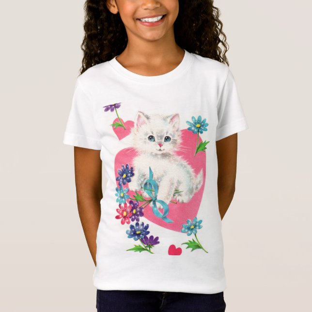 Camiseta de coração e de gato (Frente)