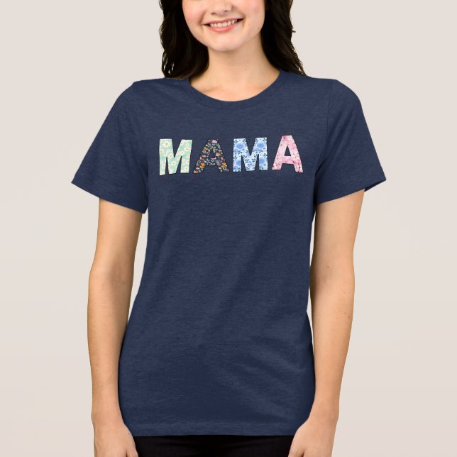 Camiseta de corte de flores da MAMA (Frente)