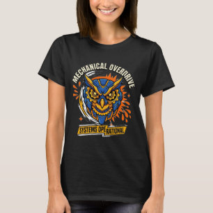 Camiseta de Coruja Cyberpunk com Overdrive Mecânic
