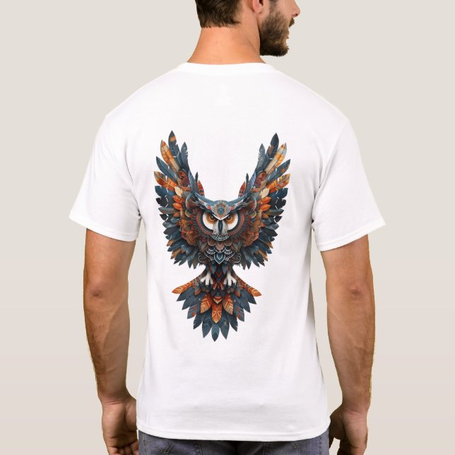Camiseta de Coruja em Aquarela Fofa (Verso)
