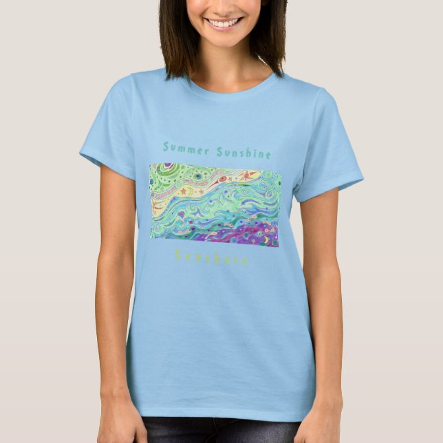 Camiseta de creme suave feminina: Arte em terra/Te (Frente)