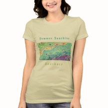 Camiseta de creme suave feminina: Arte em terra/Te
