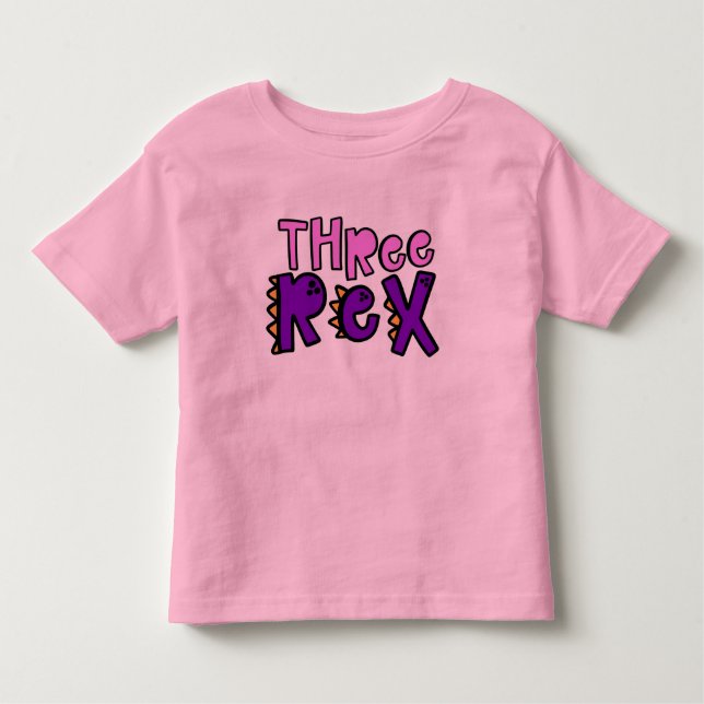 Camiseta de criança aniversário de três Rex (Frente)