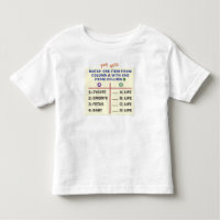 Camiseta de criança com um questionário.