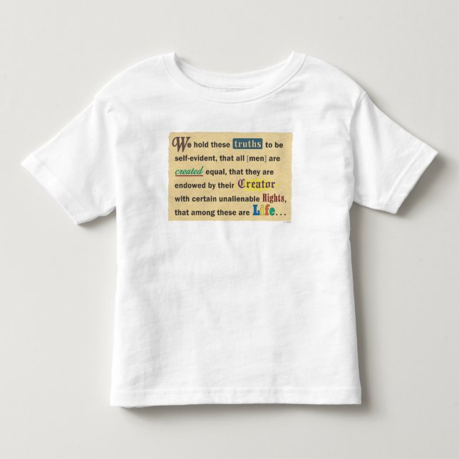 Camiseta de criança com uma declaração. (Frente)