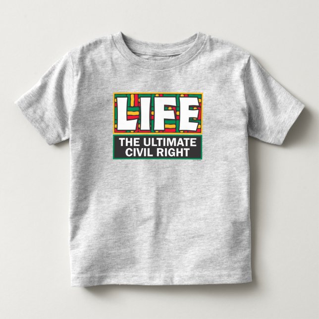 Camiseta de criança com uma mensagem pró-vida. (Frente)