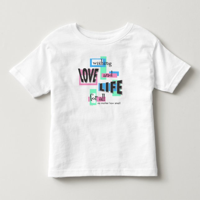 Camiseta de criança com uma mensagem pró-vida. (Frente)