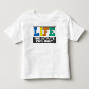 Camiseta de criança com uma mensagem pró-vida.