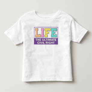 Camiseta de criança com uma mensagem pró-vida.
