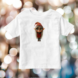 Camiseta de criança da pequena elfa de Natal tímid