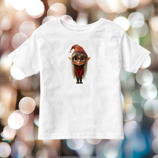 Camiseta de criança da pequena elfa de Natal tímid (Criador carregado)