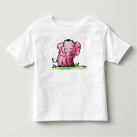 Camiseta de criança de elefante em aquarela rosa f
