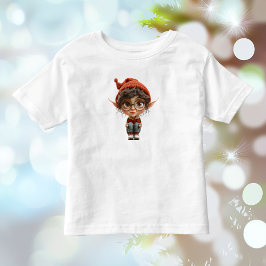 Camiseta de criança de Natal Ouvindo Menina Elfa